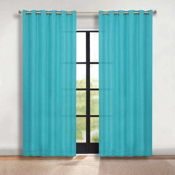 Superior Blackout Solid Light Filtering Grommet Curtain Panel Set, 70"X 96", Aqua