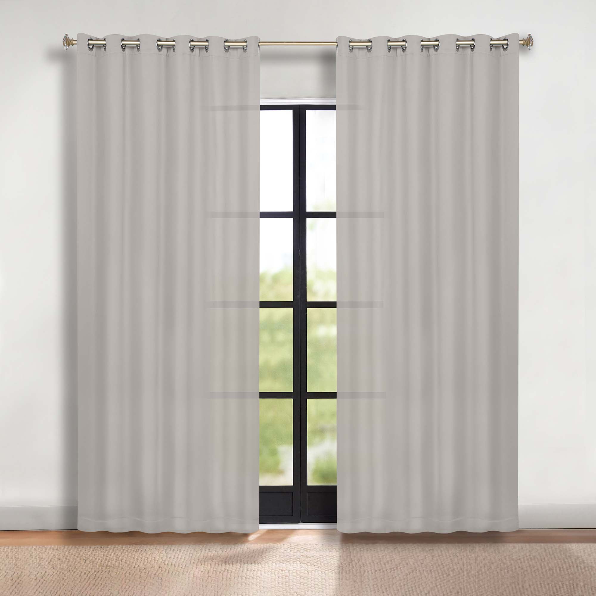 Superior Blackout Solid Light Filtering Grommet Curtain Panel Set, 70" x 96", Chrome