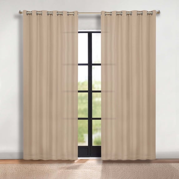 Superior Blackout Solid Light Filtering Grommet Curtain Panel Set, 70" x 96", Smoked Ash