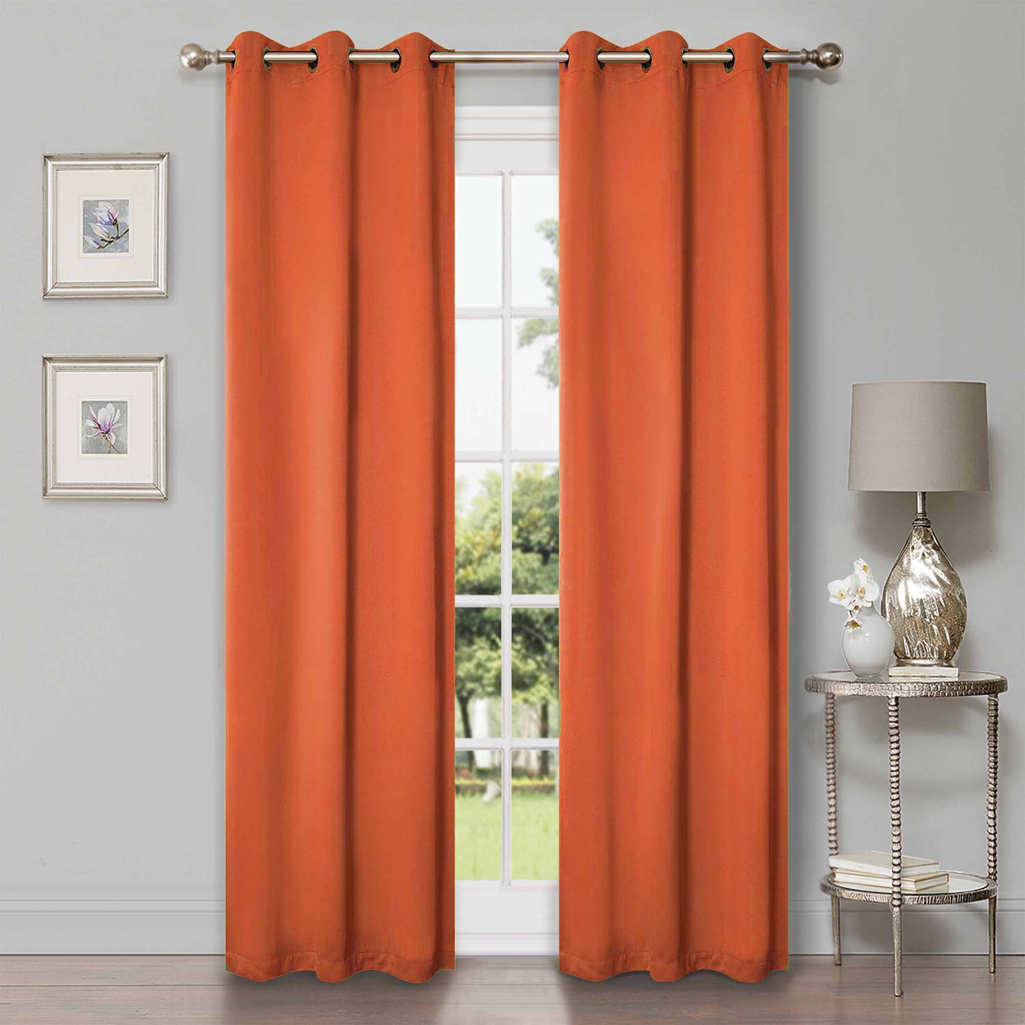 Superior Blackout Solid Light Filtering Grommet Curtain Panel Set, 42" x 108", Rust