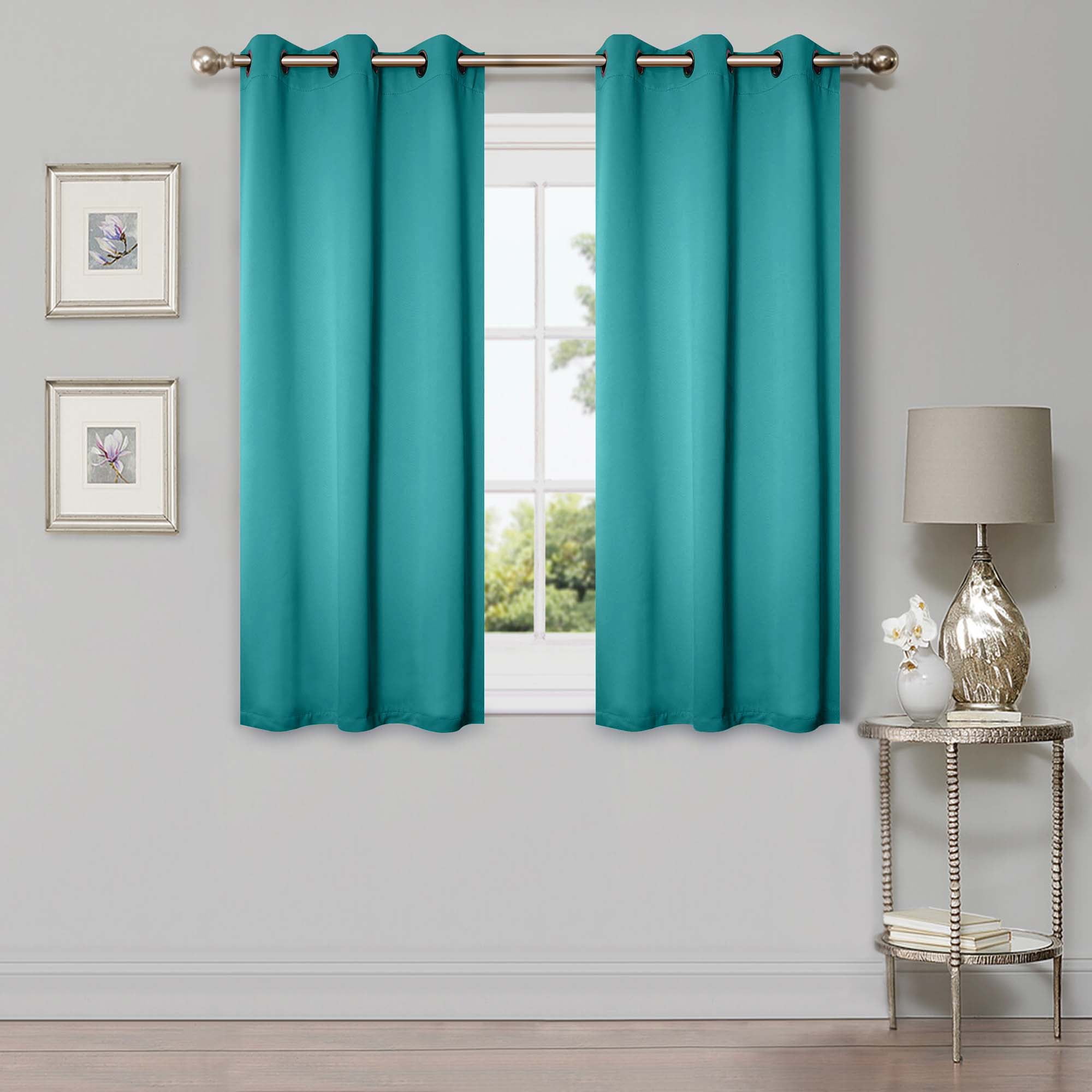 Superior Blackout Solid Light Filtering Grommet Curtain Panel Set, 42" x 63", Aqua