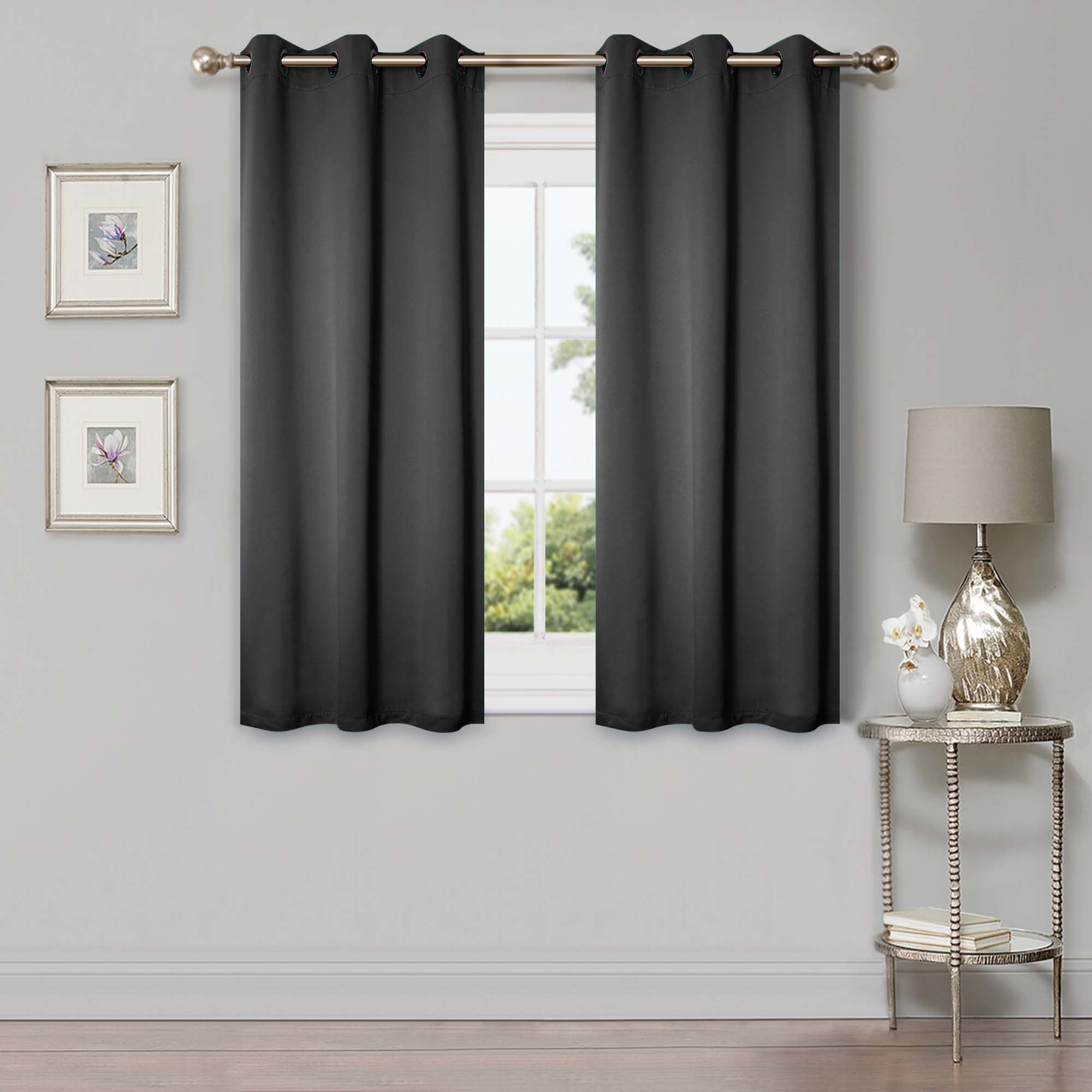 Superior Blackout Solid Light Filtering Grommet Curtain Panel Set, 42" x 63", Black