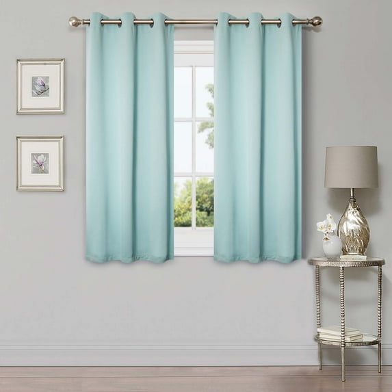 Superior Blackout Solid Light Filtering Grommet Curtain Panel Set, 42"X 63", Green Lily