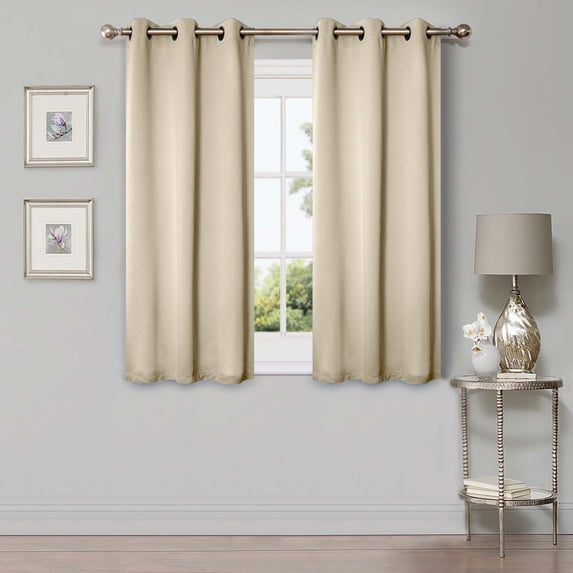 Superior Blackout Solid Light Filtering Grommet Curtain Panel Set, 42" x 63", Ivory