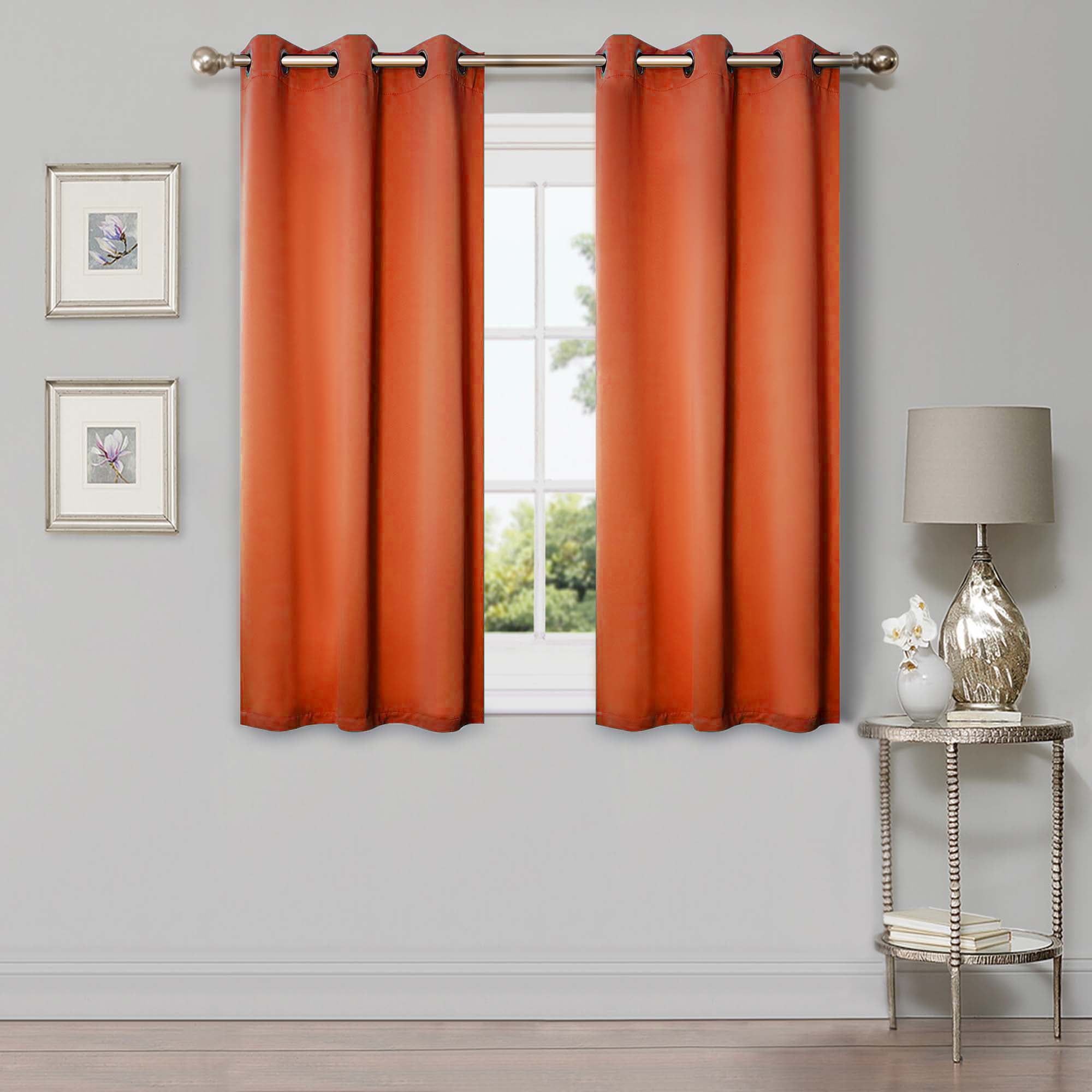 Superior Blackout Solid Light Filtering Grommet Curtain Panel Set, 42" x 63", Rust