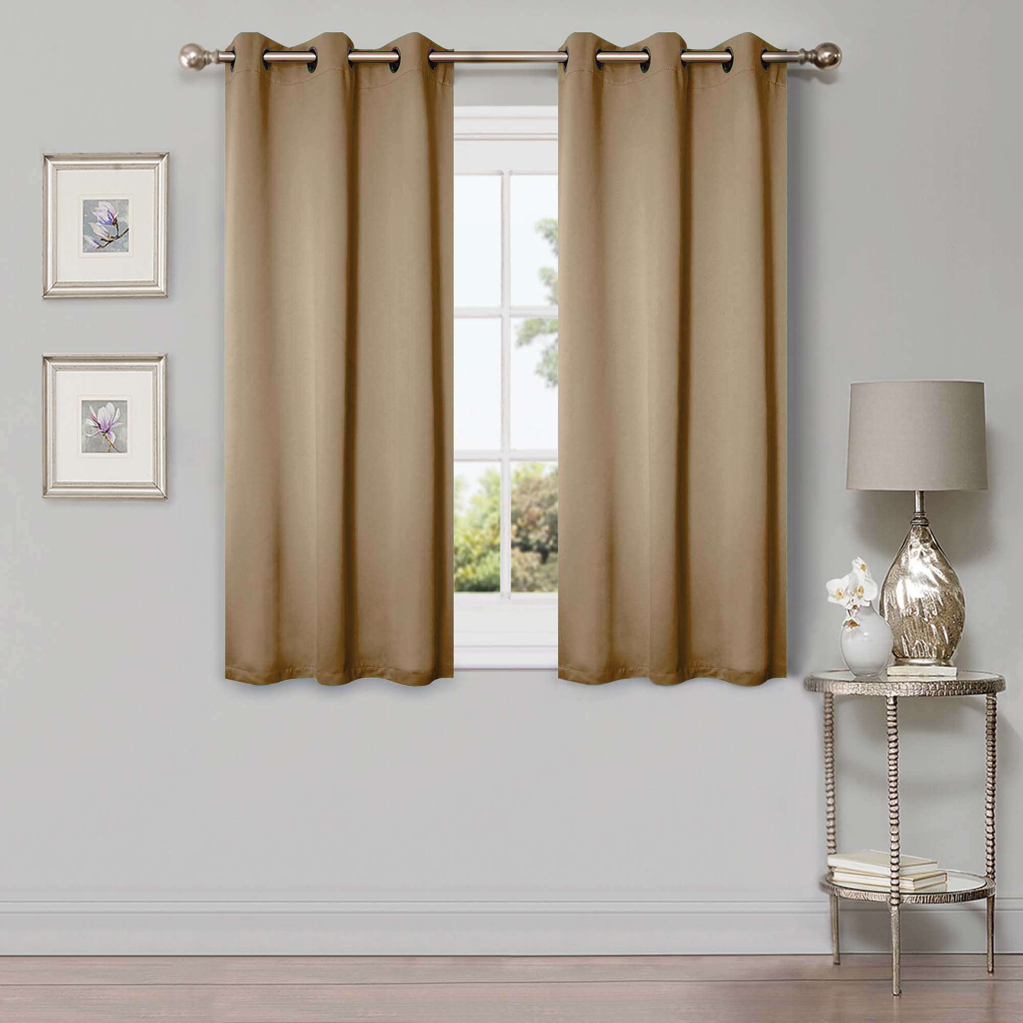 Superior Blackout Solid Light Filtering Grommet Curtain Panel Set, 42" x 63", Smoked Ash