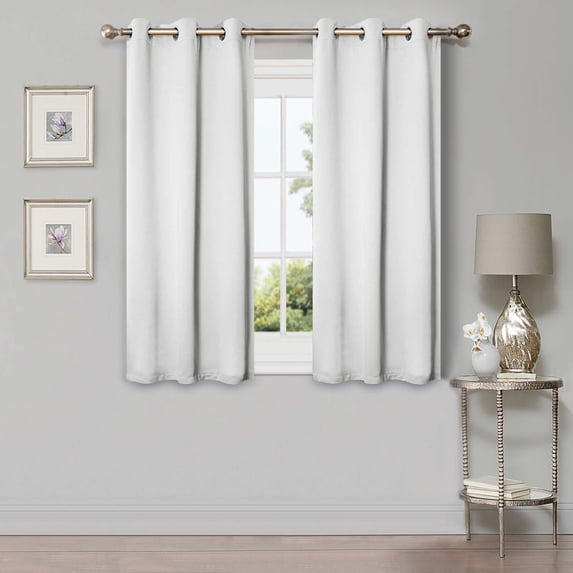 Superior Blackout Solid Light Filtering Grommet Curtain Panel Set, 42" x 63", Snow White