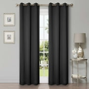 Superior Blackout Solid Light Filtering Grommet Curtain Panel Set, 42" x 84", Black