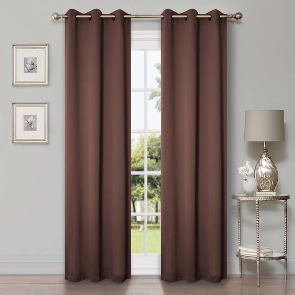 Superior Blackout Solid Light Filtering Grommet Curtain Panel Set, 42" x 84", Cappuccino