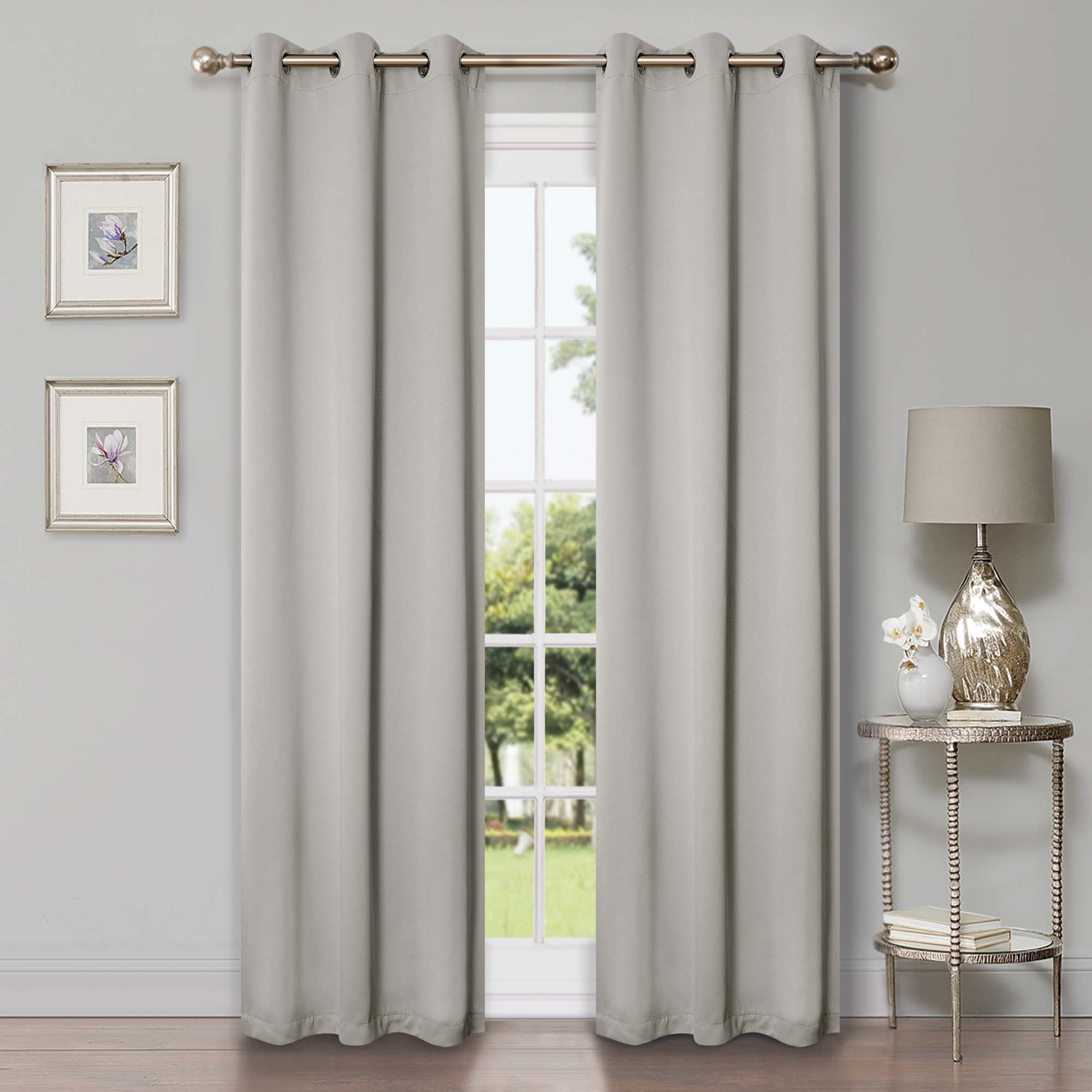 Superior Blackout Solid Light Filtering Grommet Curtain Panel Set, 42" x 84", Chrome