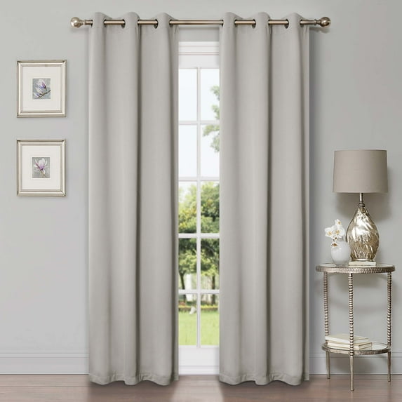 Superior Blackout Solid Light Filtering Grommet Curtain Panel Set, 42"X 84", Chrome