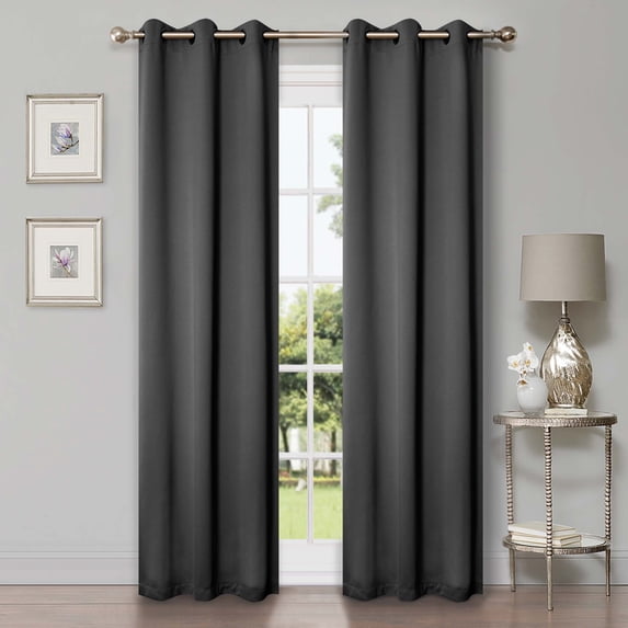 Superior Blackout Solid Light Filtering Grommet Curtain Panel Set, 42" x 84", Grey