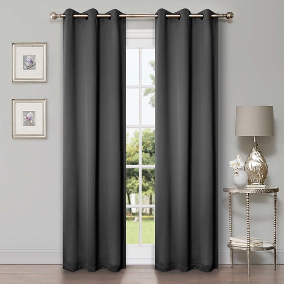 Superior Blackout Solid Light Filtering Grommet Curtain Panel Set, 42"X 84", Grey