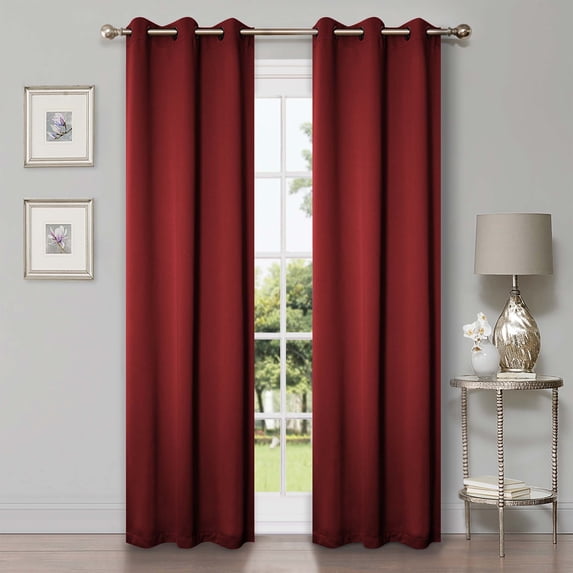 Superior Blackout Solid Light Filtering Grommet Curtain Panel Set, 42" x 84", Sangria