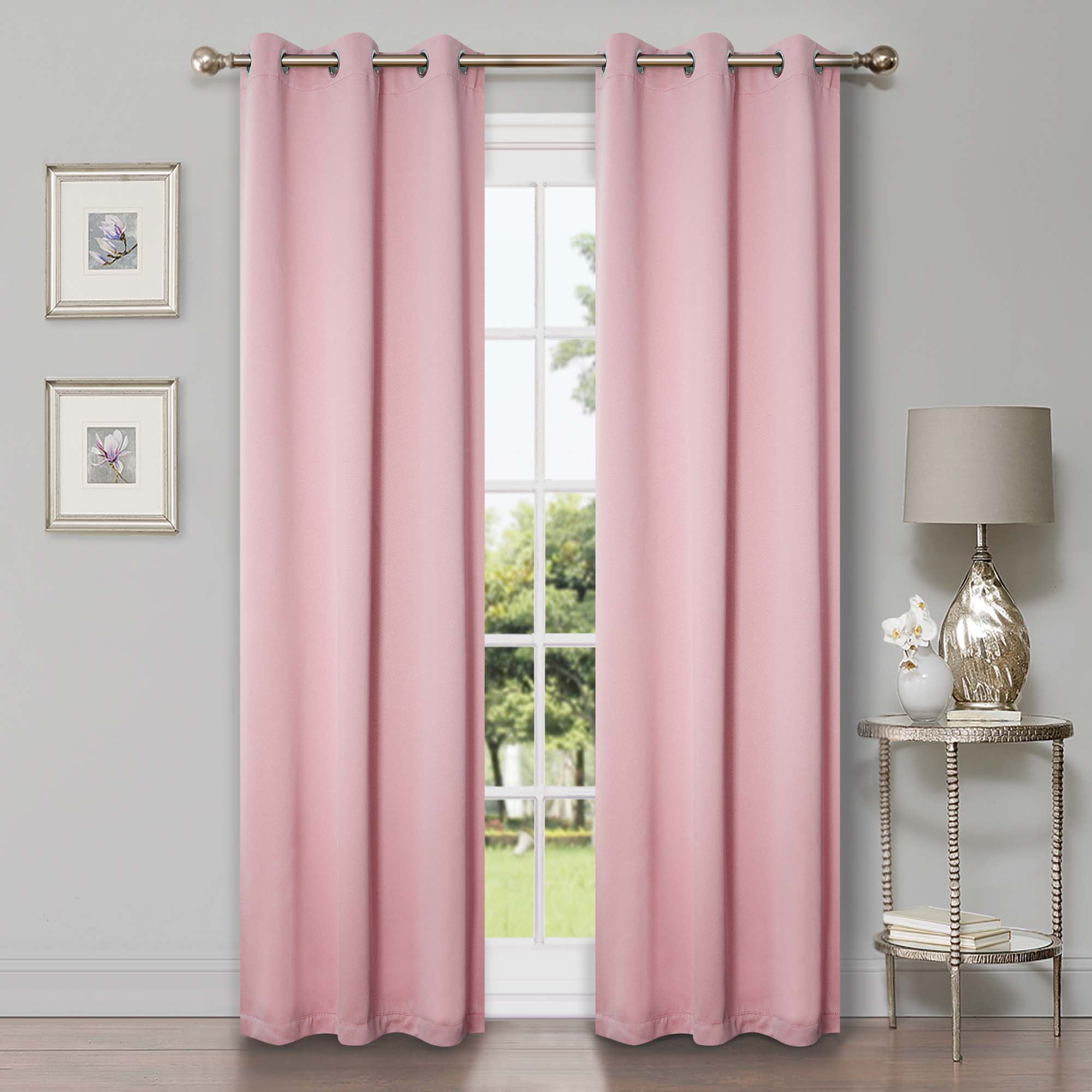 Superior Blackout Solid Light Filtering Grommet Curtain Panel Set, 42" x 96", Mauve chalk