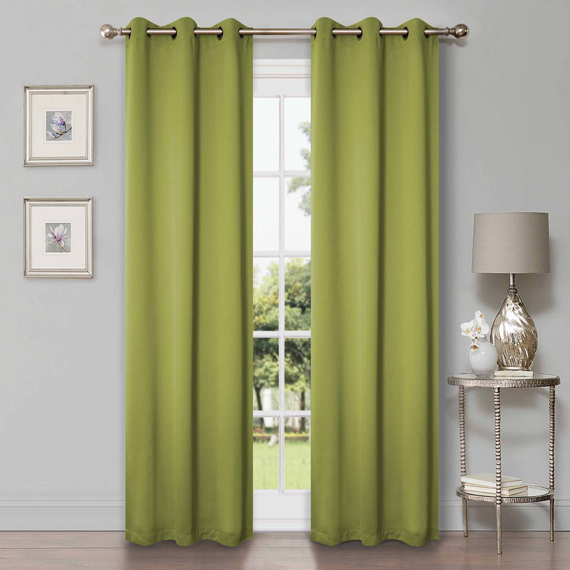 Superior Blackout Solid Light Filtering Grommet Curtain Panel Set, 42" x 96", Sage