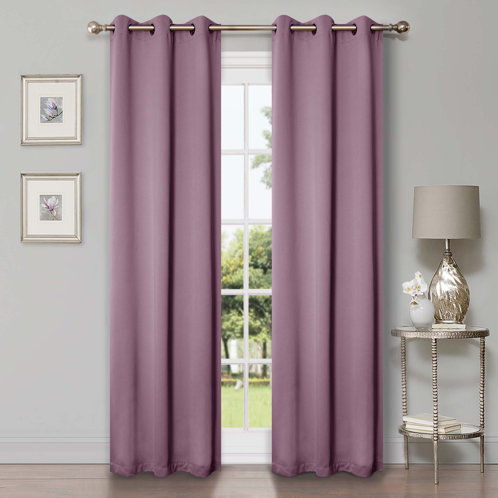 Superior Blackout Solid Light Filtering Grommet Curtain Panel Set, 42" x 96", Wisteria