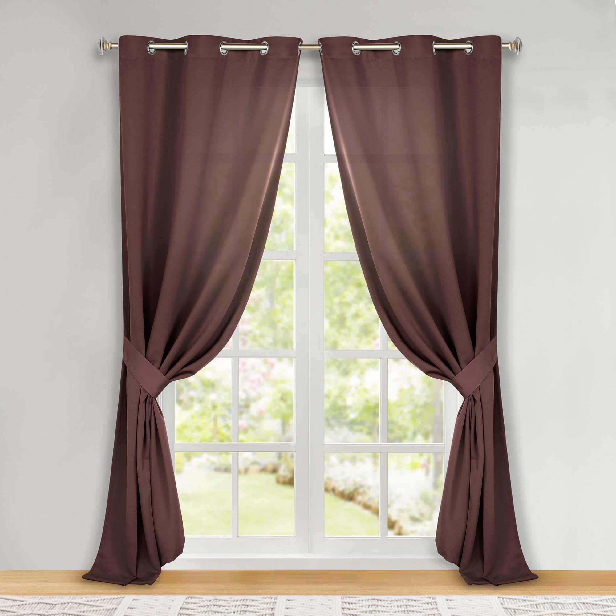 Superior Blackout Solid Light Filtering Grommet Curtain Panel Set, 46" x 108", Cappuccino