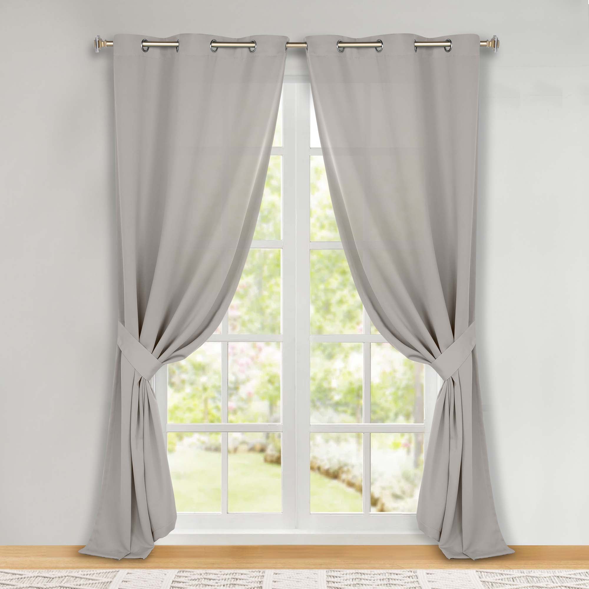 Superior Blackout Solid Light Filtering Grommet Curtain Panel Set, 46" x 108", Chrome