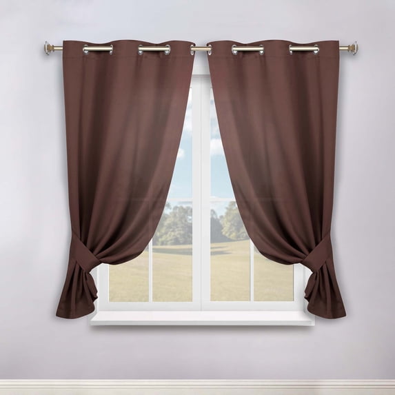 Superior Blackout Solid Light Filtering Grommet Curtain Panel Set, 46" x 63", Cappuccino