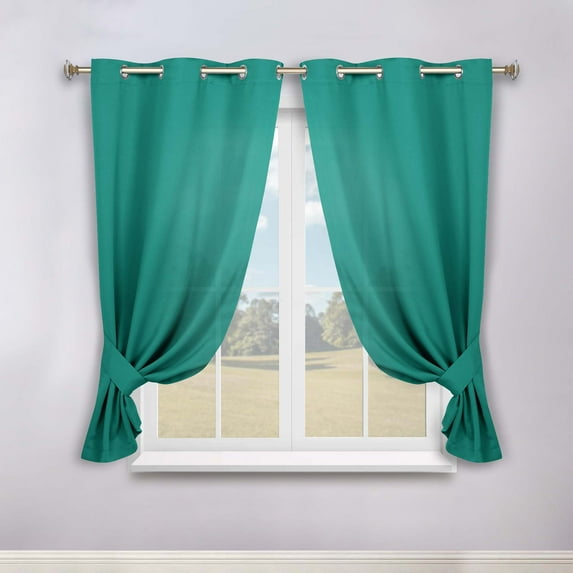 Superior Blackout Solid Light Filtering Grommet Curtain Panel Set, 46"X 63", Cerulean Blue