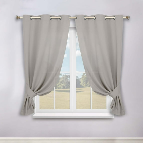 Superior Blackout Solid Light Filtering Grommet Curtain Panel Set, 46"X 63", Chrome