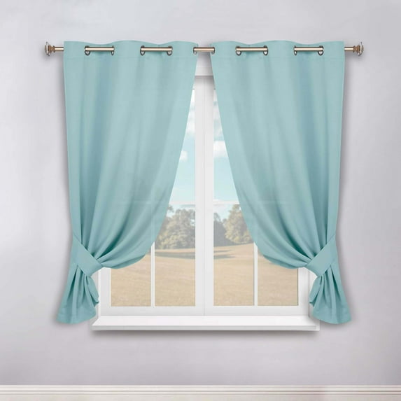 Superior Blackout Solid Light Filtering Grommet Curtain Panel Set, 46"X 63", Green Lily