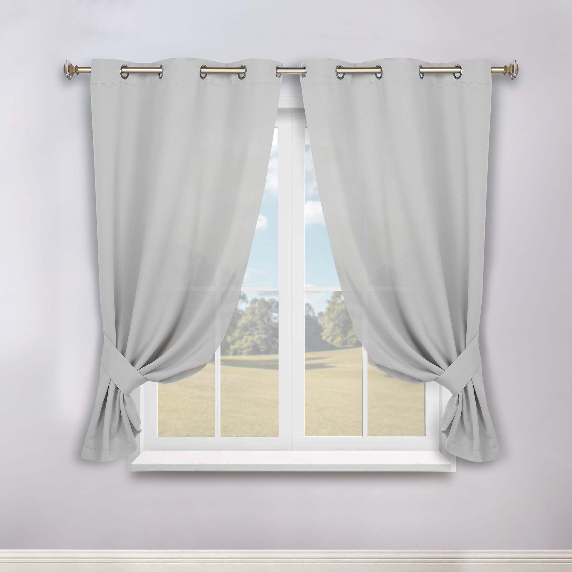 Superior Blackout Solid Light Filtering Grommet Curtain Panel Set, 46" x 63", Marshmellow