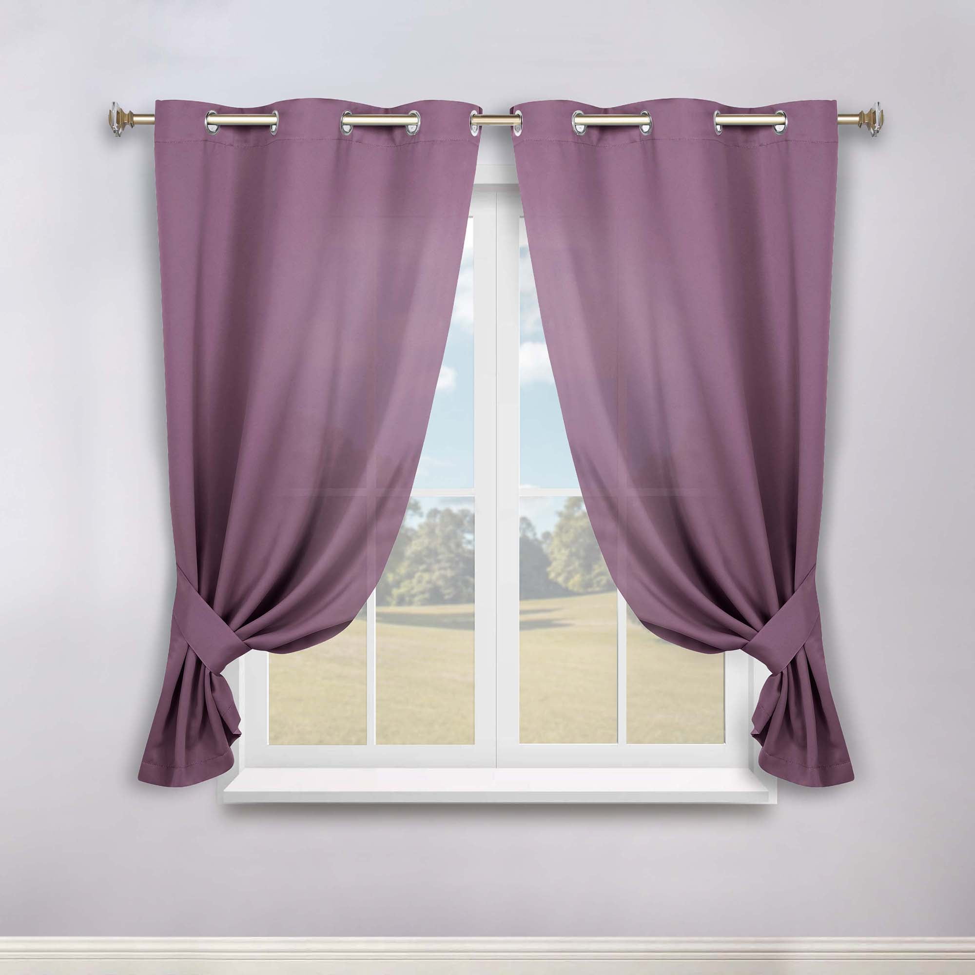 Superior Blackout Solid Light Filtering Grommet Curtain Panel Set, 46" x 63", Wisteria