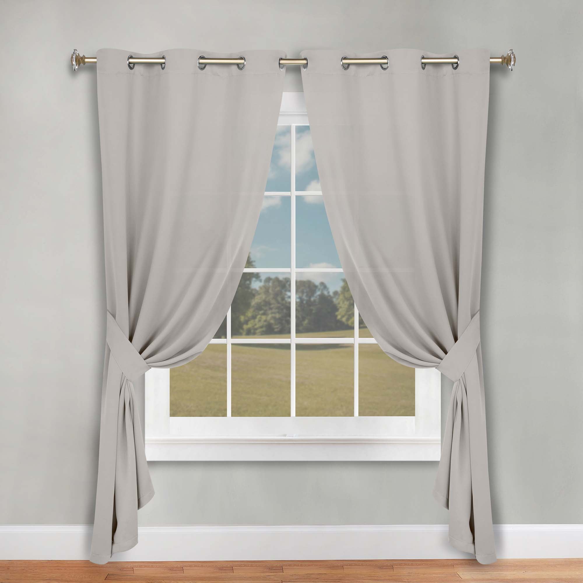 Superior Blackout Solid Light Filtering Grommet Curtain Panel Set, 46" x 84", Chrome