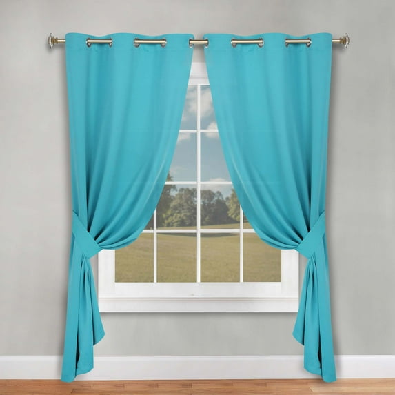 Superior Blackout Solid Light Filtering Grommet Curtain Panel Set, 46"X 96", Aqua