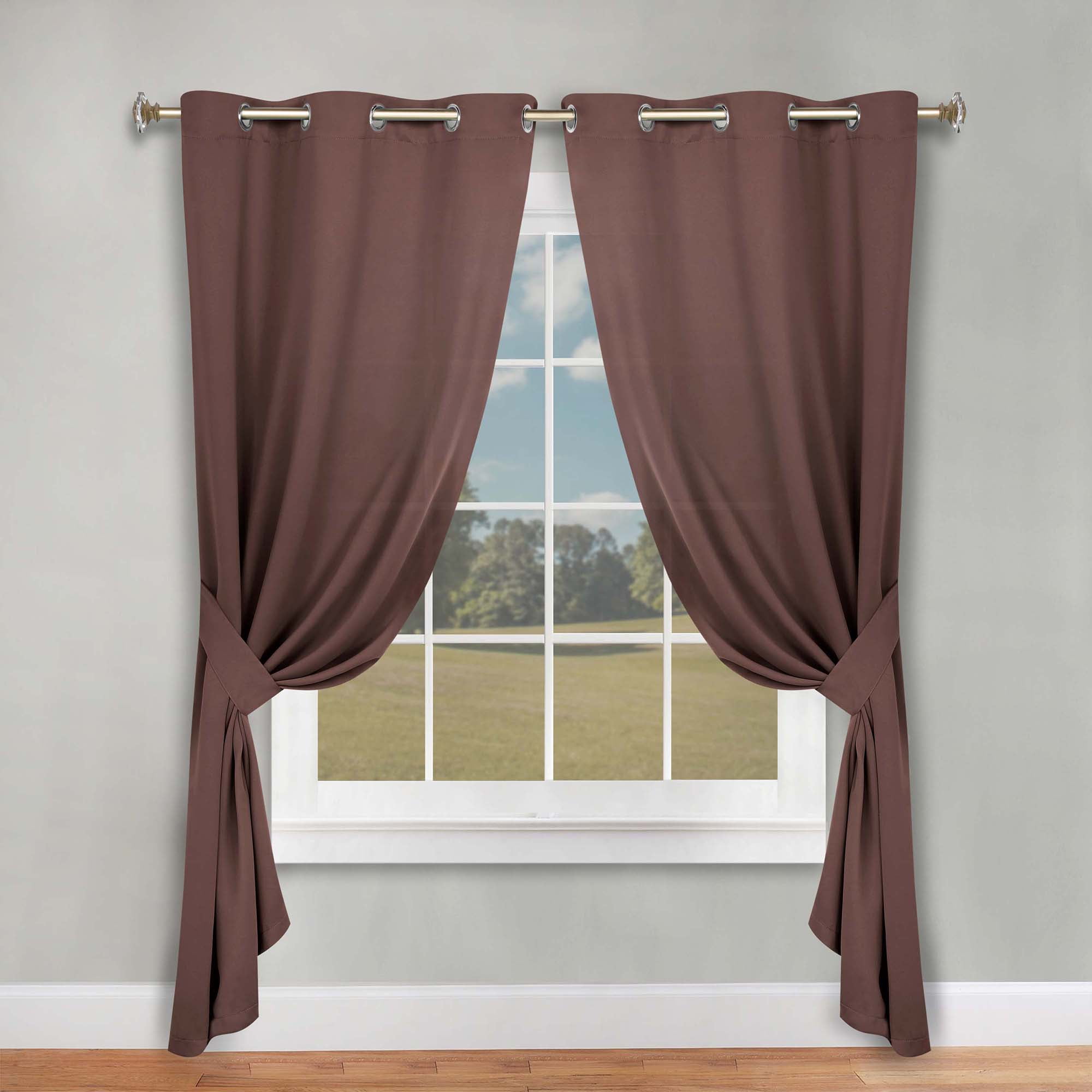 Superior Blackout Solid Light Filtering Grommet Curtain Panel Set, 46" x 96", Cappuccino