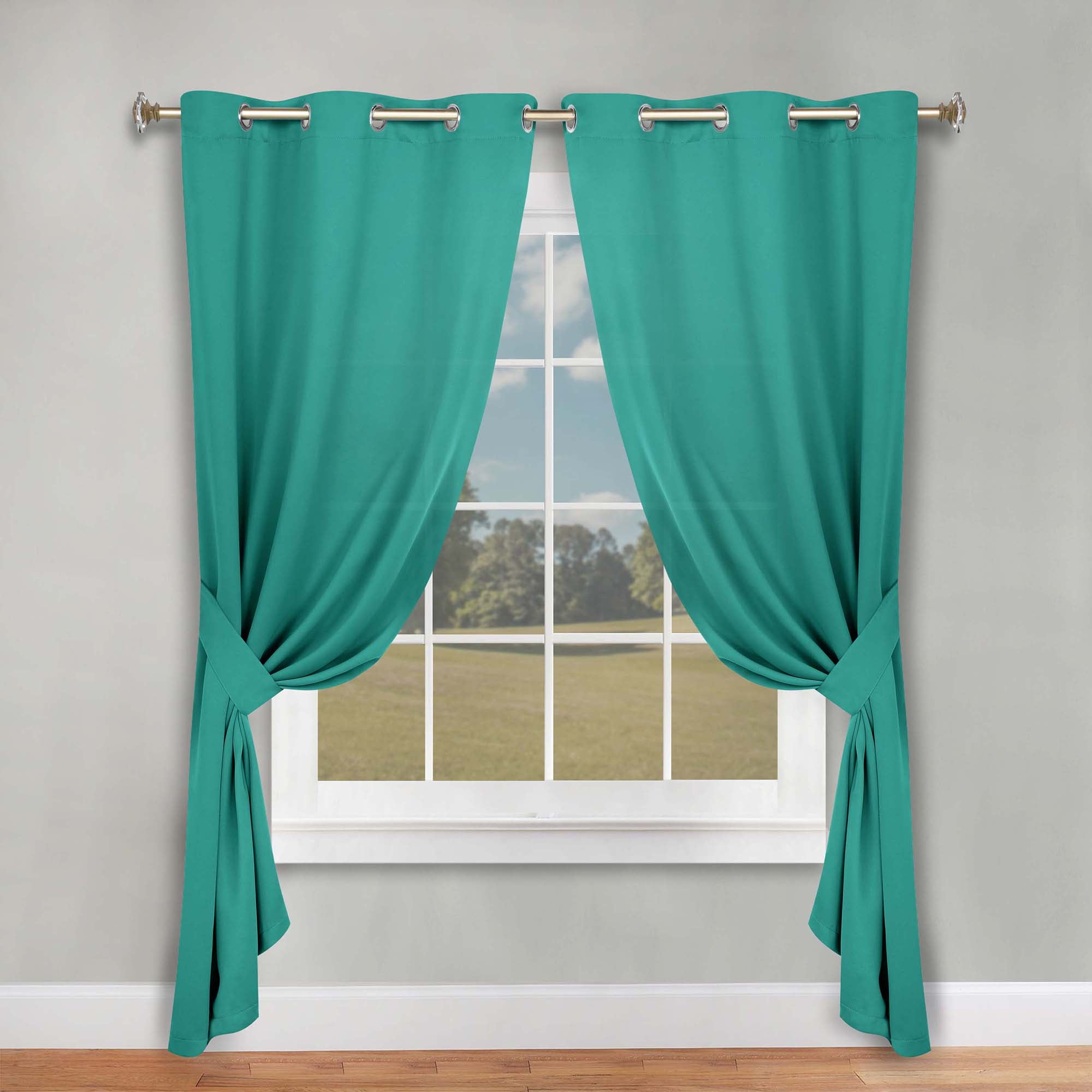 Superior Blackout Solid Light Filtering Grommet Curtain Panel Set, 46" x 96", Cerulean Blue