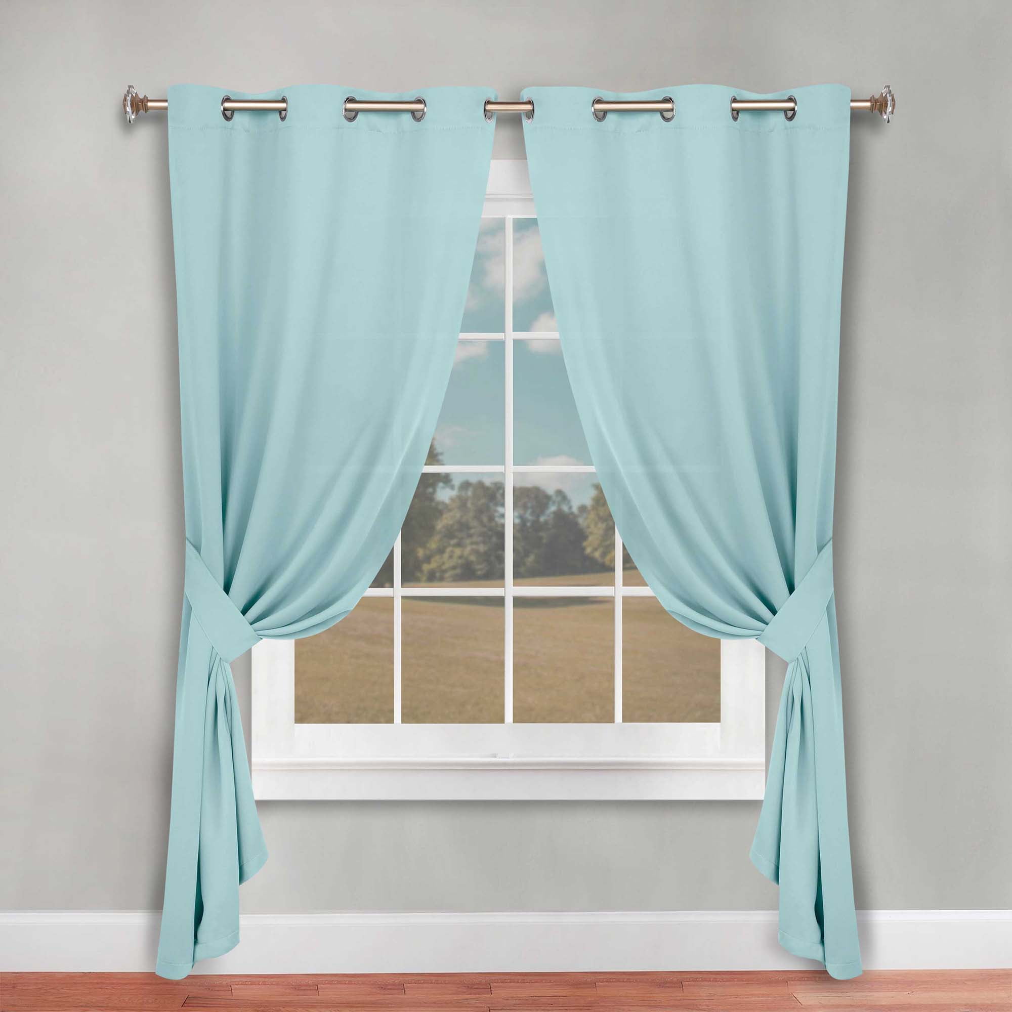 Superior Blackout Solid Light Filtering Grommet Curtain Panel Set, 46" x 96", Green Lily