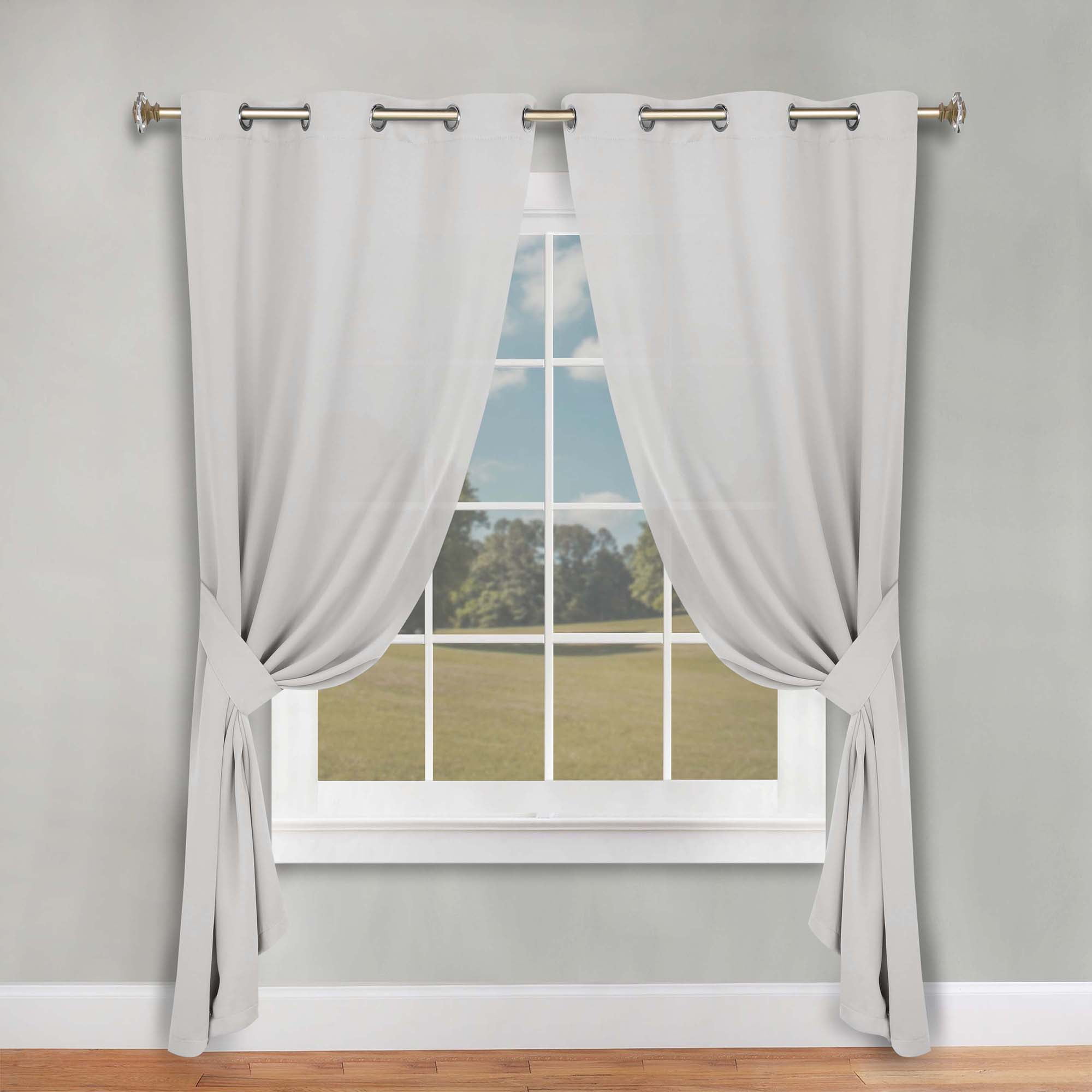 Superior Blackout Solid Light Filtering Grommet Curtain Panel Set, 46" x 96", Marshmellow