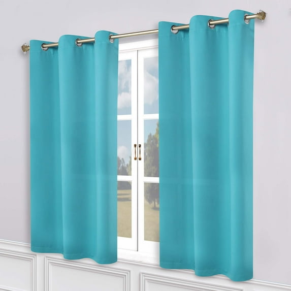 Superior Blackout Solid Light Filtering Grommet Curtain Panel Set, 52"X 63", Aqua