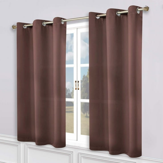 Superior Blackout Solid Light Filtering Grommet Curtain Panel Set, 52"X 63", Cappuccino