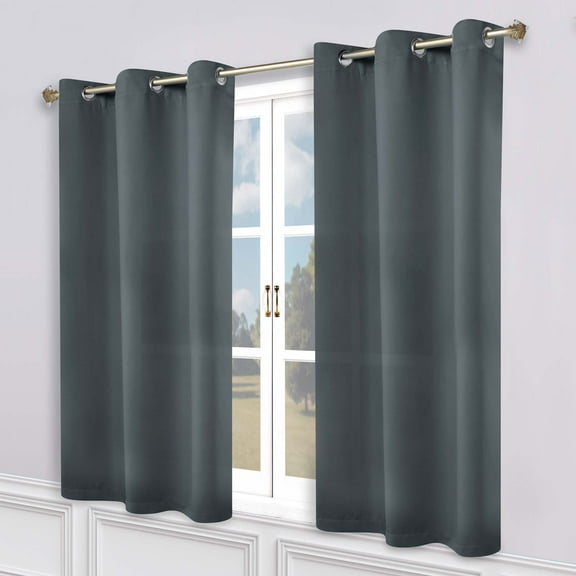 Superior Blackout Solid Light Filtering Grommet Curtain Panel Set, 52"X 63", Grey