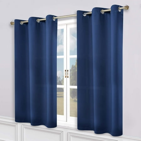 Superior Blackout Solid Light Filtering Grommet Curtain Panel Set, 52" x 63", Navy Blue