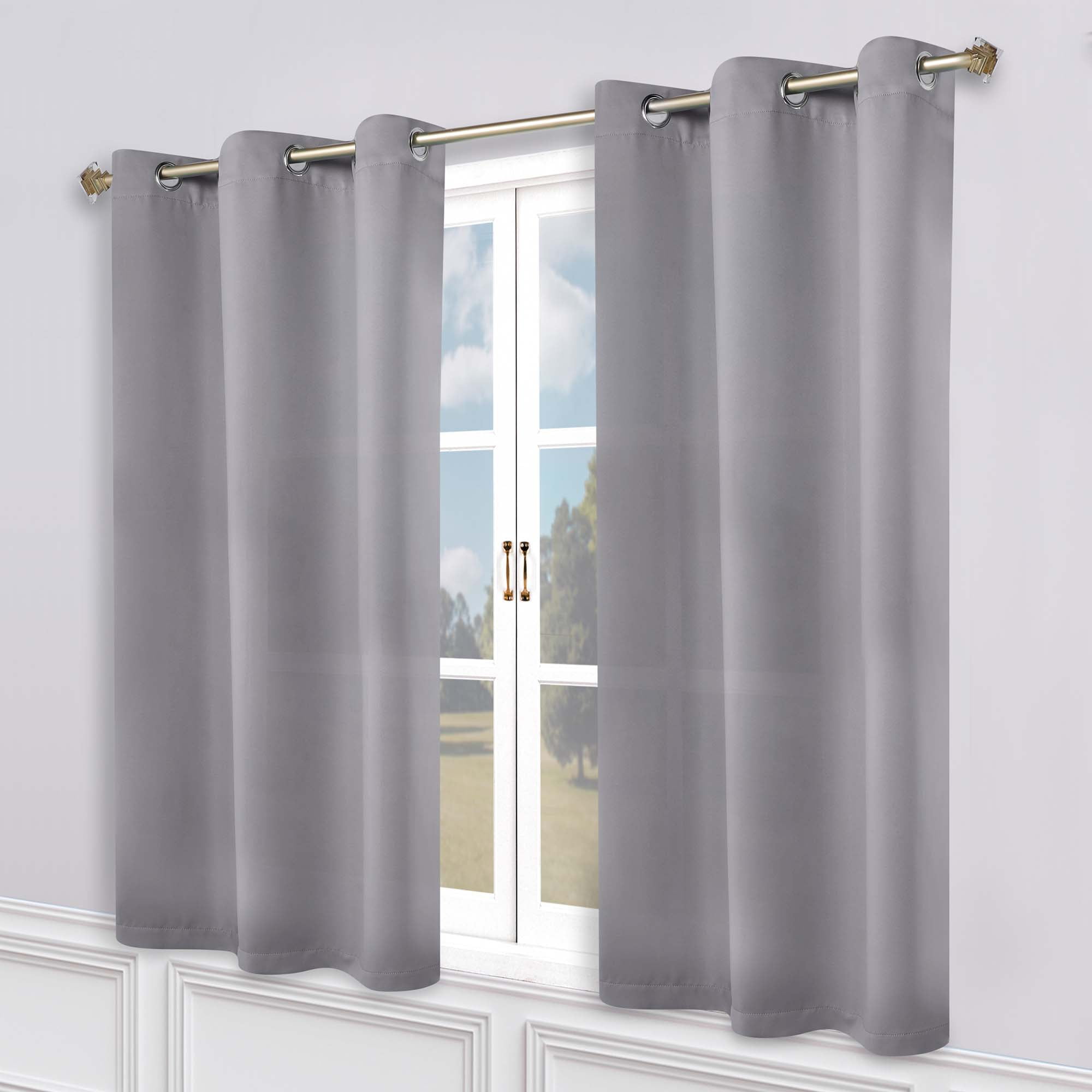 Superior Blackout Solid Light Filtering Grommet Curtain Panel Set, 52" x 63", Silver