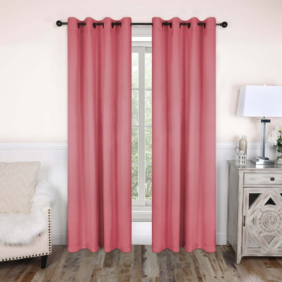 Superior Blackout Solid Light Filtering Grommet Curtain Panel Set, 52"X 108", Pink