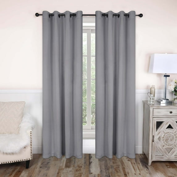 Superior Blackout Solid Light Filtering Grommet Curtain Panel Set, 52"X 108", Silver