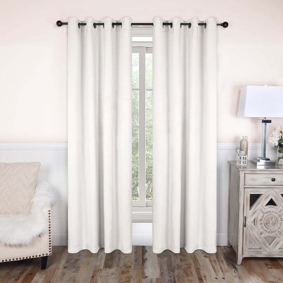 Superior Blackout Solid Light Filtering Grommet Curtain Panel Set, 52" x 108", Snow White