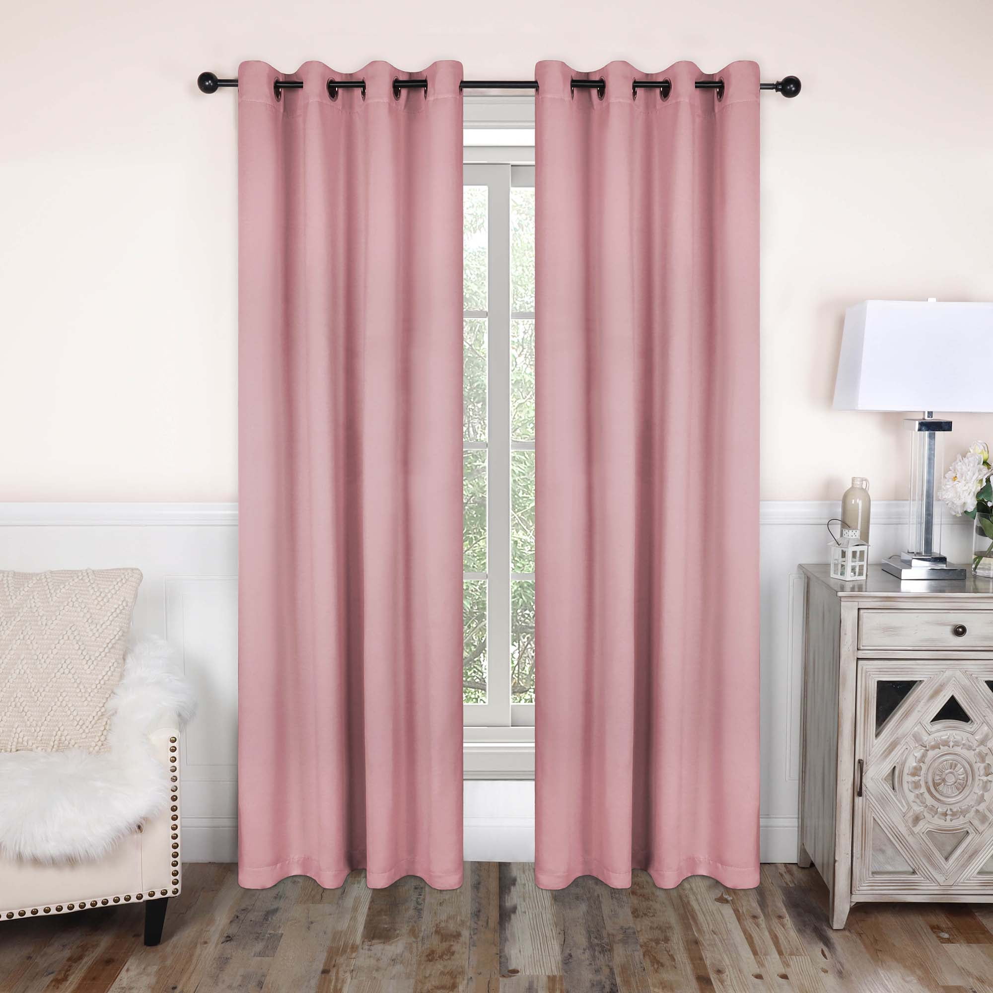 Superior Blackout Solid Light Filtering Grommet Curtain Panel Set, 52" x 120", Mauve chalk