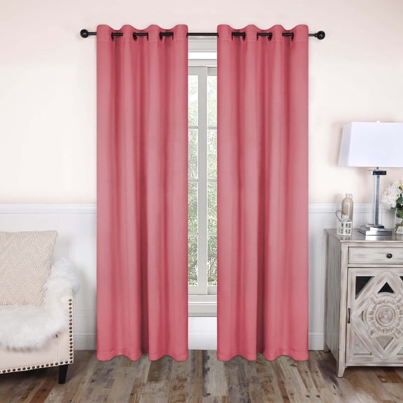 Superior Blackout Solid Light Filtering Grommet Curtain Panel Set, 52" x 120", Pink