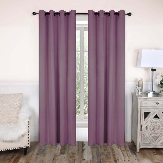 Superior Blackout Solid Light Filtering Grommet Curtain Panel Set, 52"X 120", Wisteria