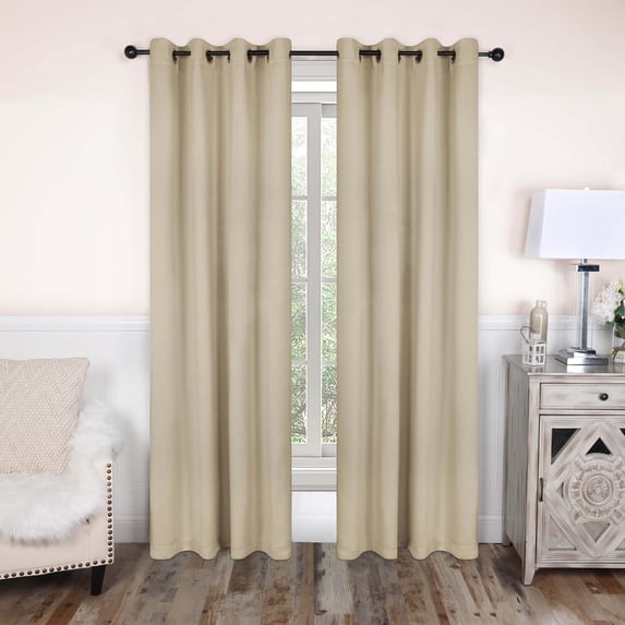 Superior Blackout Solid Light Filtering Grommet Curtain Panel Set, 52" x 72", Ivory