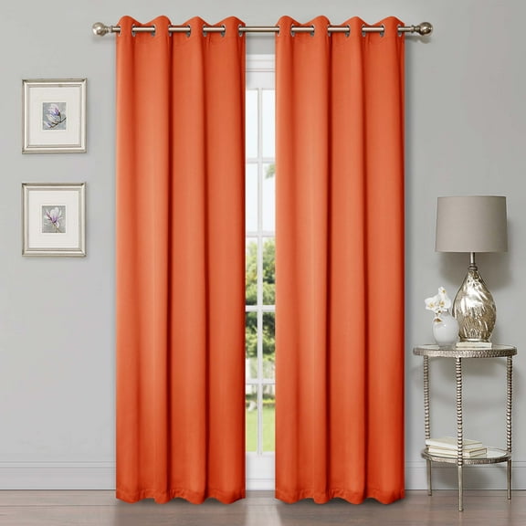 Superior Blackout Solid Light Filtering Grommet Curtain Panel Set, 52"X 72", Rust