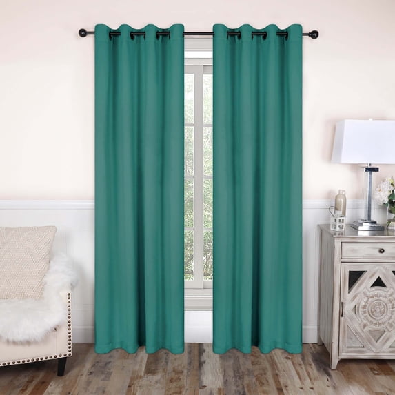 Superior Blackout Solid Light Filtering Grommet Curtain Panel Set, 52" x 84", Cerulean Blue