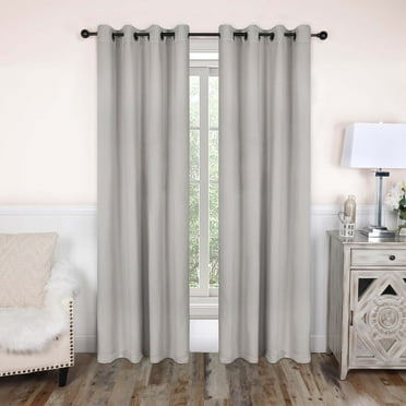 Superior Solid Blackout Curtain Panel, Set of 2, 8 Grommet Curtains 52" W x 84" L, Chrome